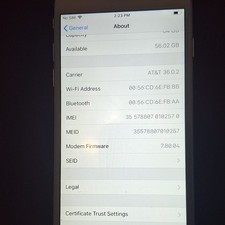 Apple iPhone 6 64GB Silver AT&T Bar Style 8MP...