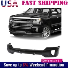 Front Bumper Face Bar For Chevrolet Silverado 1500 16-2019 Blk W/ Fog Lamps Hole