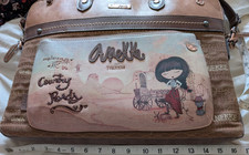 Anekke Brown & Pink Faux Leather Laptop Bag Detachable Strap Zip Inner Pockets