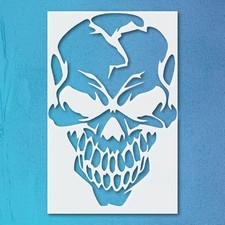 Skull Design with Exaggerated Features Wall Art Reusable Stencil - StencilAir