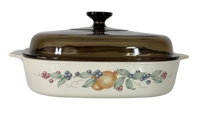 Corning Ware Abundance A-10-B 2.5 L Casserole Dish Amber Pyrex Lid USA Vintage
