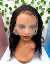 Lace Front 100 Human Hair Wig Body Wave Wavy Black Women  s One Size 20in