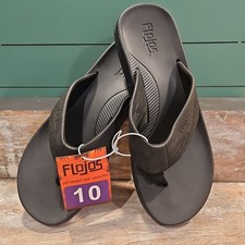 NWT Flojos Men's Jorge 2.0 Faux Leather Arch Support Flip Flops Black Size 10