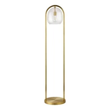Henn&Hart 14" Brushed Brass Finish Metal/Glass Floor Lamp