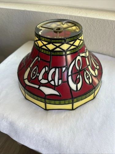 Vintage Coca Cola Coke Plastic Faux Stained Glass Tiffany Style Lamp Shade 10"