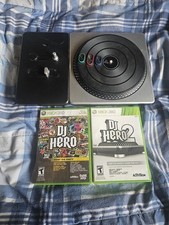DJ Hero Xbox 360 Complete CIB Tested with Turntable 2 game Bundle
