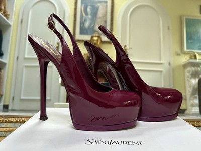 Orig. YSL Tribtoo, Yves Saint Laurent, Slingback-Pumps Gr. 40 in Farbe Burgunder