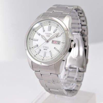 Seiko 5 Automatic Japan Made Silver/White Dial 50M SNKN09J1 Mens Watch