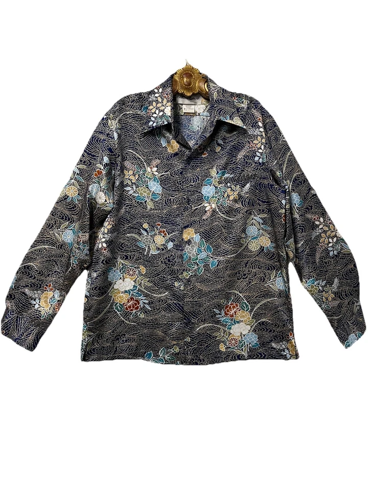 Camisa retro vintage años 70 Tori Richard Honolulu hawaiana poli satinado discoteca tiki L Foto 2 de 4