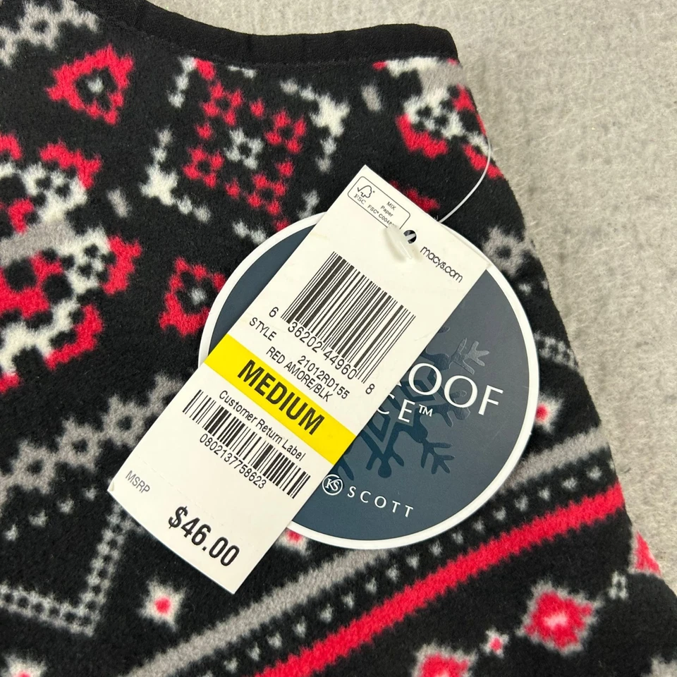 Karen Scott Vest Womens Medium Black Red Fleece Full Zip Pockets Jacket NWT - Image 3 of 4