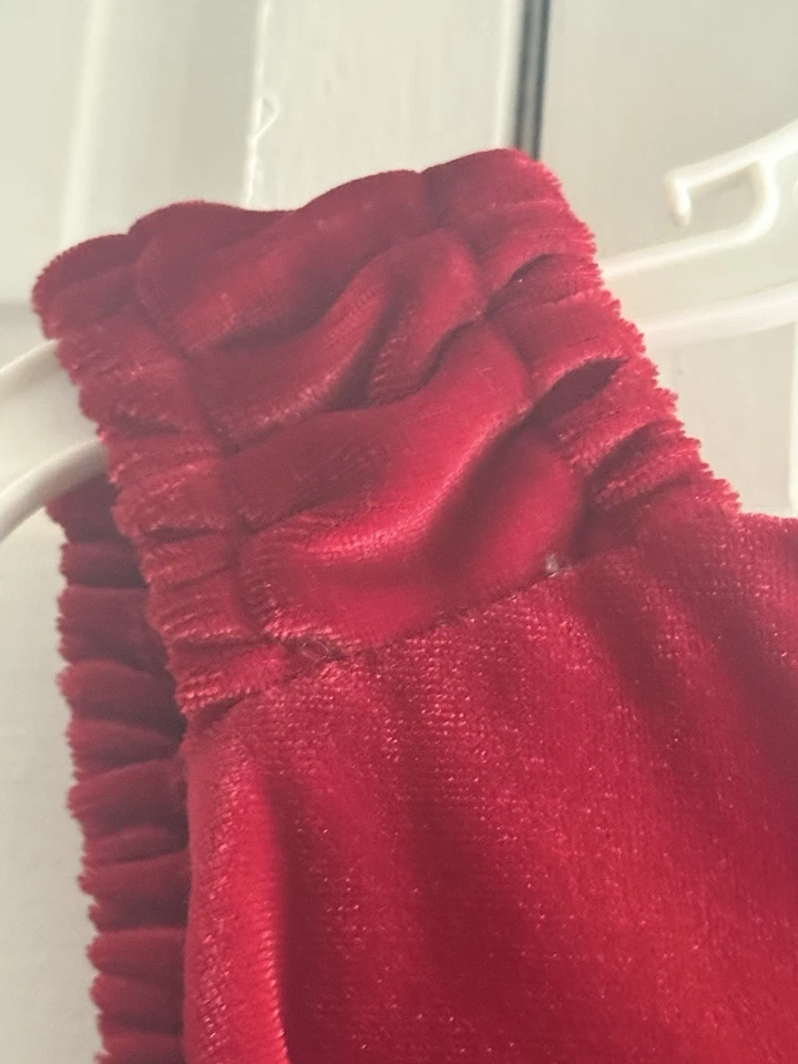 NWOT Cest Chouette Girls Red Velvet Silk Holiday Special Occasion Dress; Size 6X - Image 4 of 4