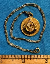 10 K Yellow Gold USS United States Steel 30 Year Service Award Pendant w/Chain