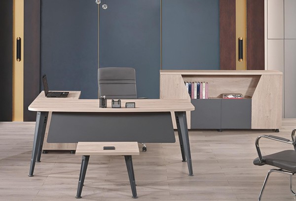 MöBel BüRo ArbeitszimmermöBel EckbüRotisch Set 3Tlg Holz Grau Tisch-image