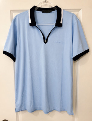 G/FORE Sky Blue Zip Golf Polo Shirt Luxury Performance Top L
