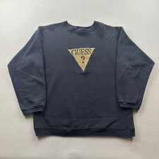 Vintage Guess Sweatshirt Womens Medium Black Logo Georges Marciano Made USA 90s