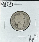 1910-D BARBER SILVER QUARTER ~  ~NICE COIN~