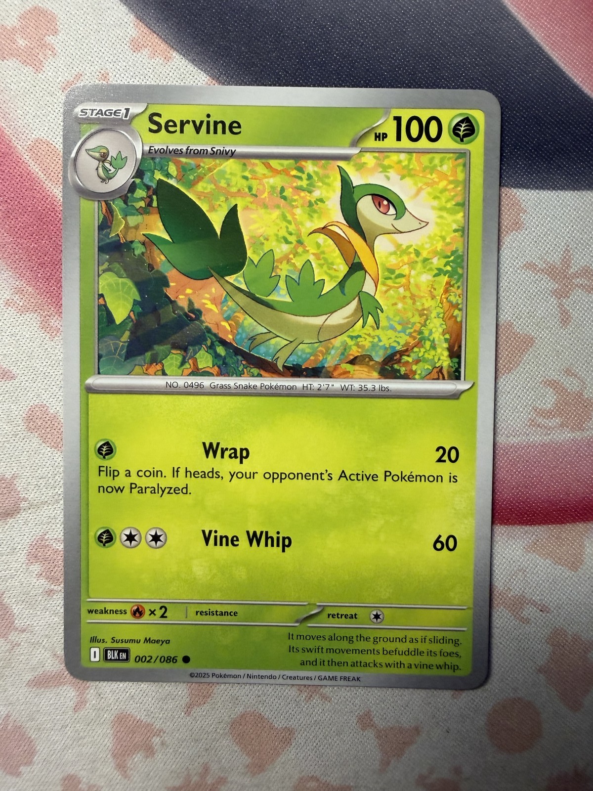 Servine Common SV: Black Bolt 002/086 NM English Pokemon Card