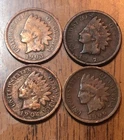 Indian Cents 1903,1907,1904,1906, Get (4)  Actual Penny’s Nice Old Coins E365