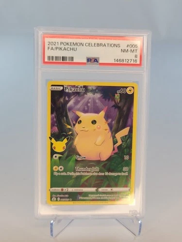 2021 Pokémon Celebrations Full Art Pikachu #005 PSA 8 MINT 25th Anniversary