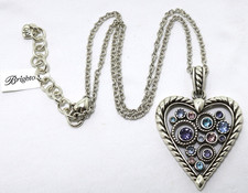 Brighton HALO NWT 88 Blue Purple Crystal Silver Heart Pendant Necklace