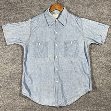 VINTAGE 70s Big Mac Chambray Shirt Mens Size Large Work Denim Sanforized