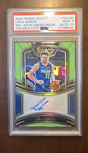 2020 Panini Select LUKA DONCIC Neon Geen Prizm Auto /35 PSA MINT9 DNA AUTO 10