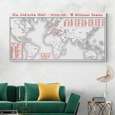 1926 World Map of Jewish Population   Global Communities & Statistics Print