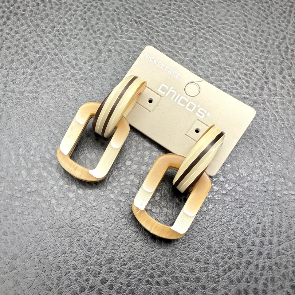 Chico's Travelers Drop Earrings Nickel Free Pierced Acrylic Marble Statement Jew - Image 2 of 4