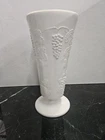 vintage milk white glass vase with grapes vines floral 10 inches tall