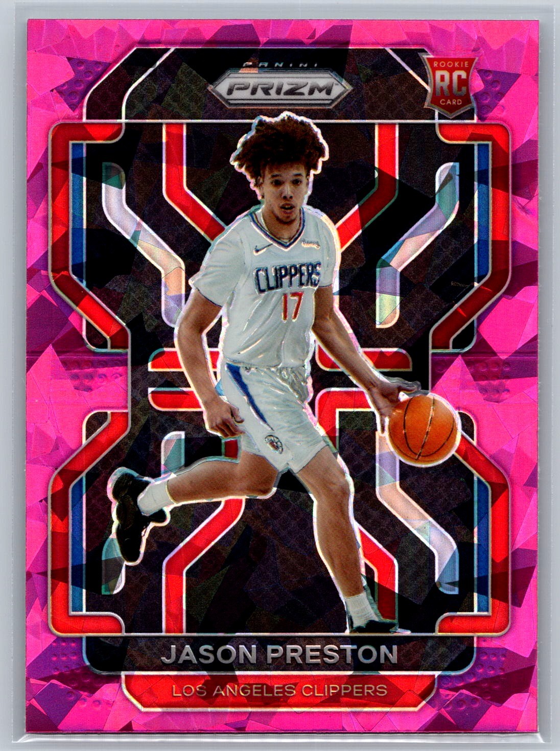 Jason Preston 2021-22 Panini Prizm #327 Pink Cracked Ice Prizm Rookie