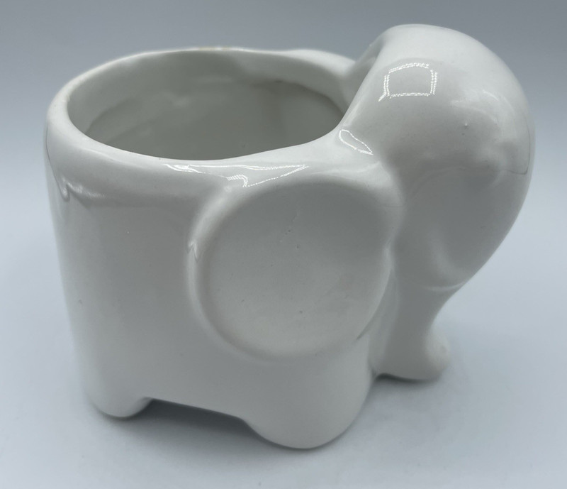 Vintage Elephant Planter Vase succulent Pottery White Glaze Ceramic Nursery