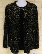 NWT NOTATIONS SIZE SMALL VELOUR TWO PIECE LOOK. BLACK AND SHIMMERING GOLD DESIGN