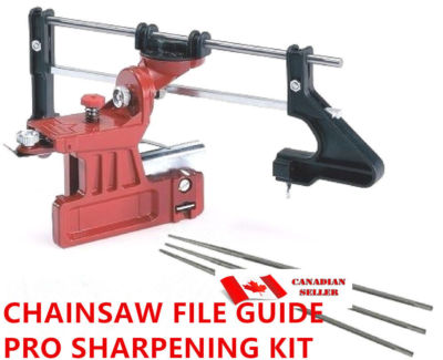 PRO CHAINSAW BAR MOUNT FILING GUIDE & 3 SHARPENING FILES 13/64'' (5.0 MM)