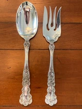 BIG GORHAM BUTTERCUP STERLING SILVER SALAD SERVING SET NEW MARK SPOON FORK 81/2"