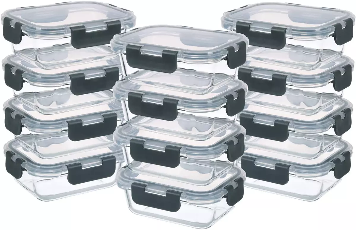  24-Piece Glass Food Storage Containers - Stackable