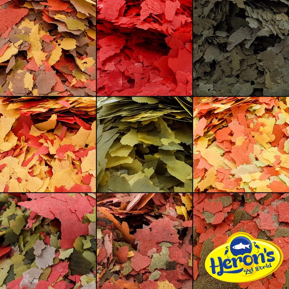 HERONS Premium Tropical Fish Food Flakes SPIRULINA MALAWI GOLDFISH COLOUR FLAKE