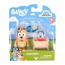 BLUEY BABY RACE ADORABLE CHILLI AND BABY BLUEY TODDLER TOY BRAND NEW OFFICIAL