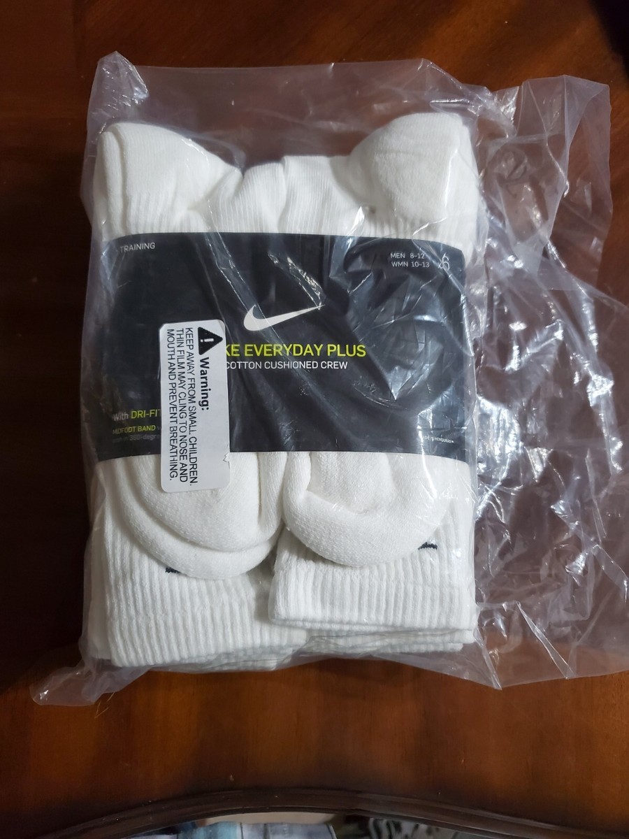Nike Men's Everyday Plus Cushion Crew Socks size Large - 6 Pairs