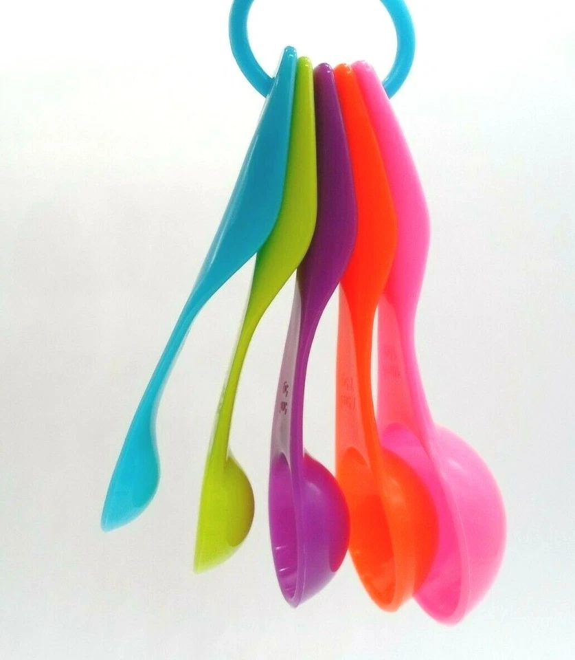 Assorted Colour Plastic Measuring Spoons Set Backing Cooking Kitchen Set of 5 - Image 4 of 4