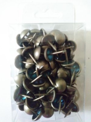 100-Pack Antique Brass Upholstery Nails – 7/16" Head, Vintage Style Furniture Tacks, French Thumb Pins For Sofa, Door, Wood Craft Decoration