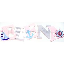 Girls Nautical Themed Wooden Nursery Letters - Custom Sailing Themed Kids Room