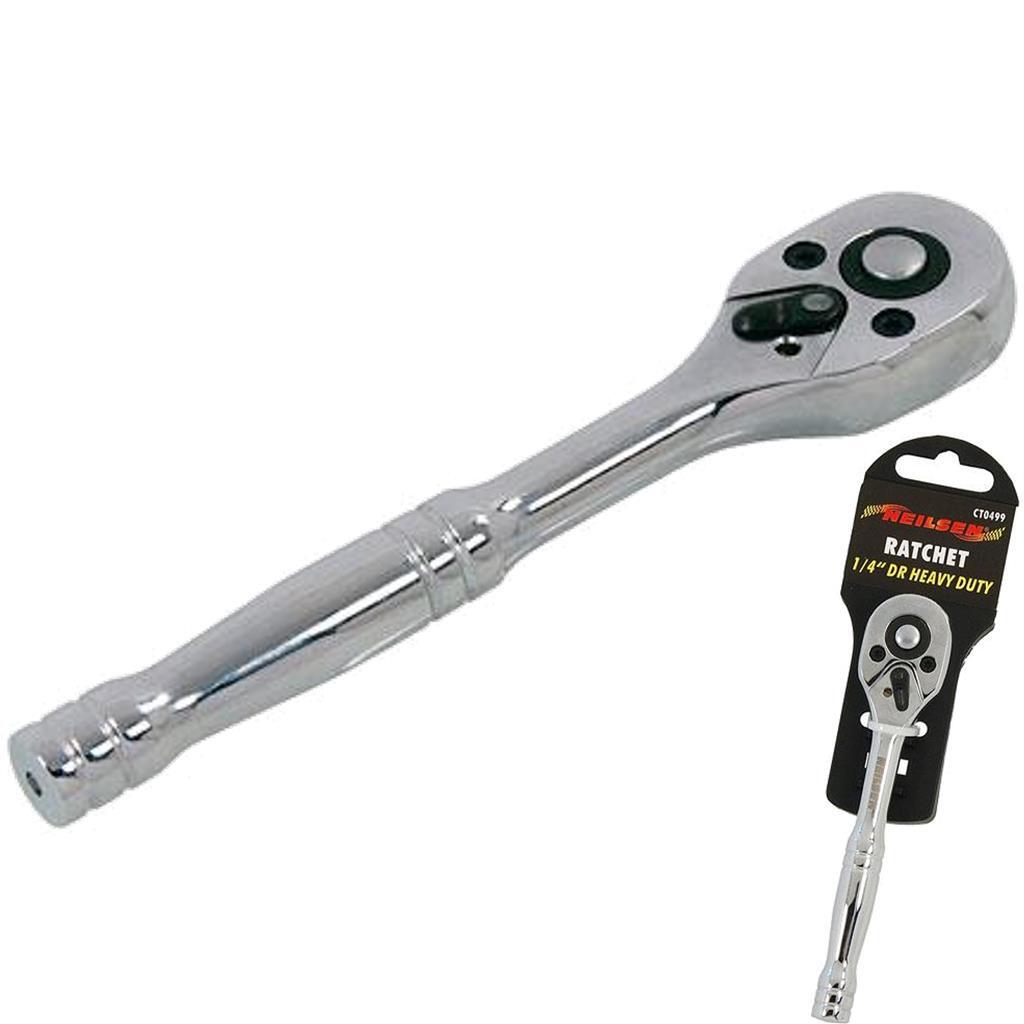 Neilsen Socket Reversible Ratchet Handle Quick Release 1/4"" Tool