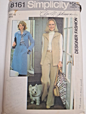 Shirt Jacket Vest Skirt Pants 12 Simplicity 8161 Sewing Pattern Cut VTG Designer