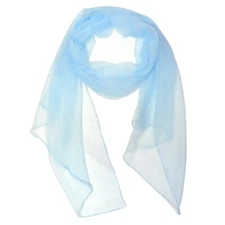 Solid Color Silk Long Scarf Sky Blue