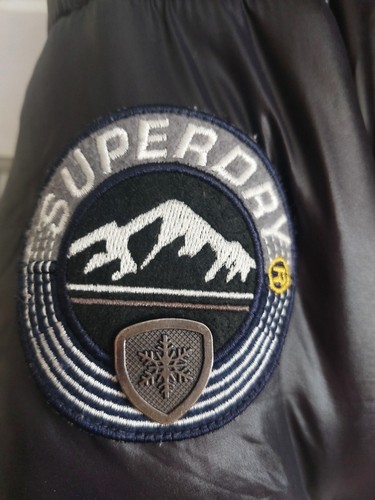 Superdry Mens Black Shiny Puffer Hooded Jacket Size XS Extra Small Casual - Picture 3 of 8