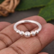 Solid Sterling Silver Round Balls Band Beads Ring Stackable Ring Wedding Jewelry