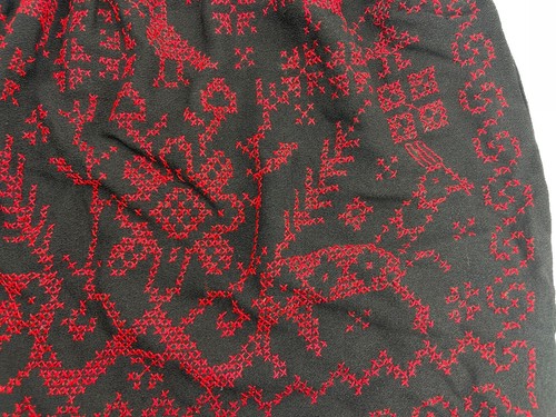 Vintage Handmade Black Red Cross-Stitched Design Holiday Bag Purse Handbag Hobo - Picture 9 of 20