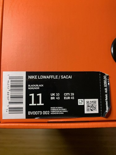 Nike LD Waffle Sacai Black Nylon Size US 11 - Picture 6 of 6