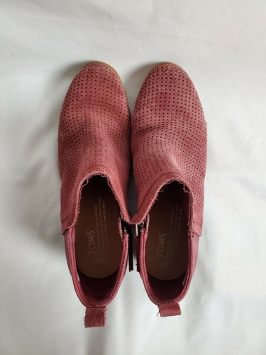 TOMS WOMENS DEIA SIDE-ZIPPER SUEDE ANKLE BOOTS BOOTIES Sz 7 - Picture 4 of 10