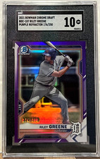 2021 Bowman Chr. Draft BDC-107 Riley Greene Purple Ref 176/250 Rookie SGC Gem 10